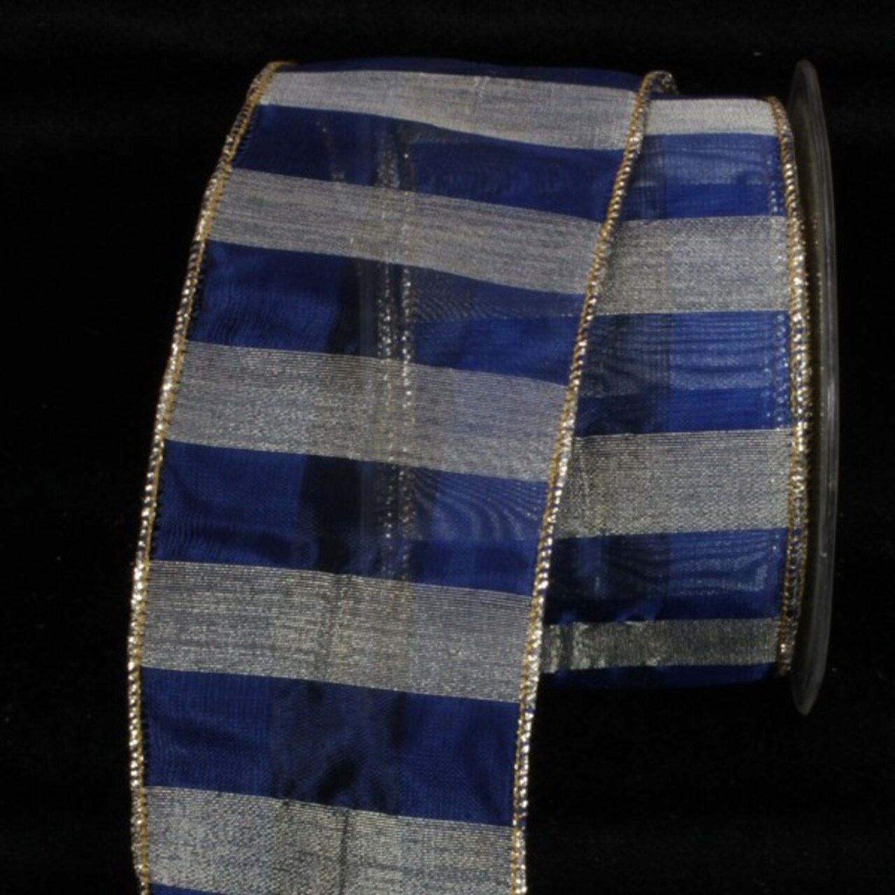The Ribbon People Royal Blue and Gold Stripes Wired Craft Ribbon 2.5" x 17 Yards